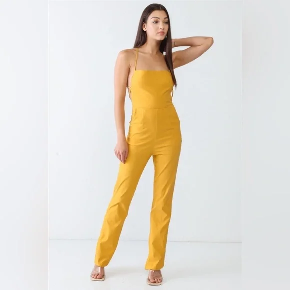 NWT-Stretch Fabric Sleeveless Crisscrossed Back Jumpsuit - Picture 10 of 13